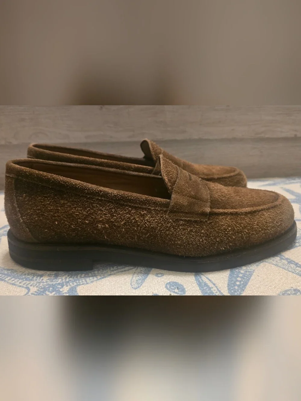 Velasca Italian Made Piugiatt Brown Leather Suede Penny Loafers, Men's US13 EU47